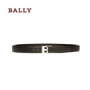 BALLY 巴利 男士经典百搭黑色正装裤B字头板扣双面腰带商务皮带  6236609 黑色