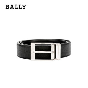 BALLY 巴利 奢侈品 男士牛皮可剪裁方形针扣式皮带腰带黑色35MM 6236607 110cm
