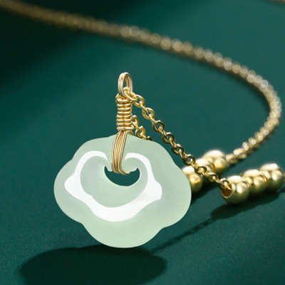 piara平安锁和田玉锁骨链