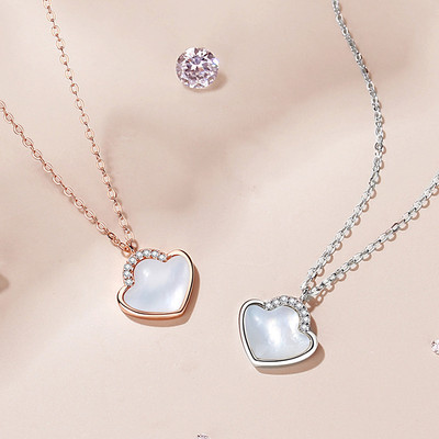 PIARA 一贝子项链女纯银时尚韩版母吊坠小众ins心形锁骨链