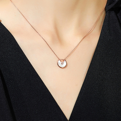 天然母贝钻石吊坠项链颈链